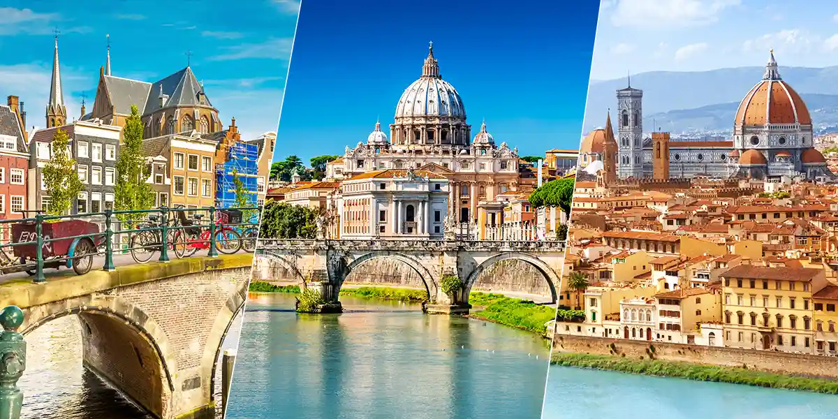 Amsterdam, Paris & Rome or Florence or Venice